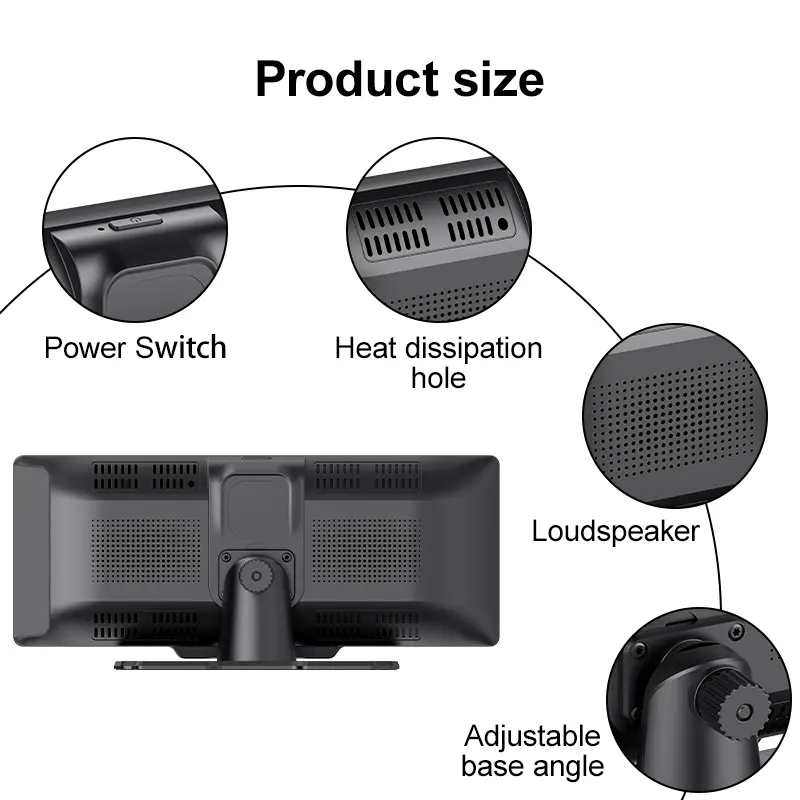 Maustor 10.26英寸无线Carplay安卓自动IPS触摸屏支持调频辅助便携式汽车DVD播放器安卓汽车屏幕 - 图片 6